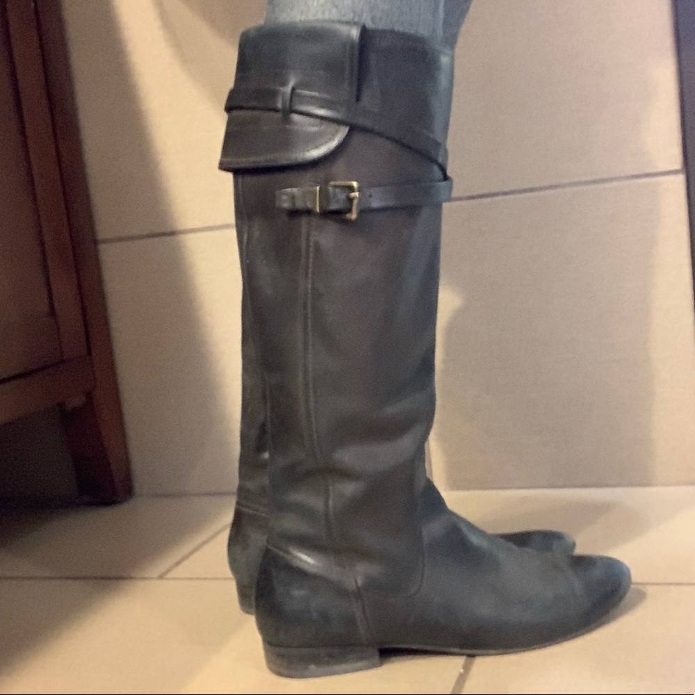 Tall, brown leather guess boots